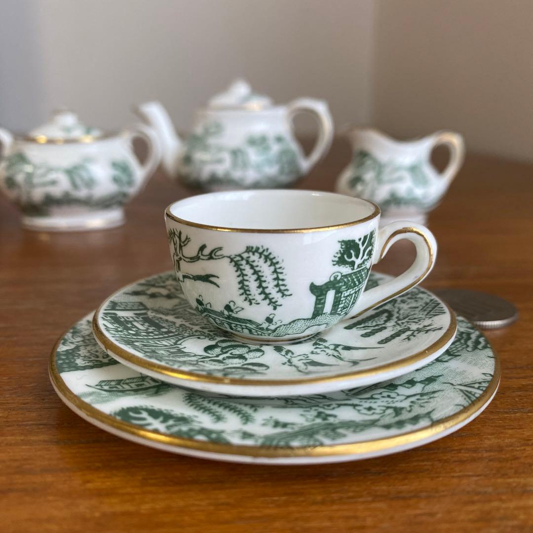 コールポート グリーン　ウィロー オールドウィロー ミニチュア　ティーセット