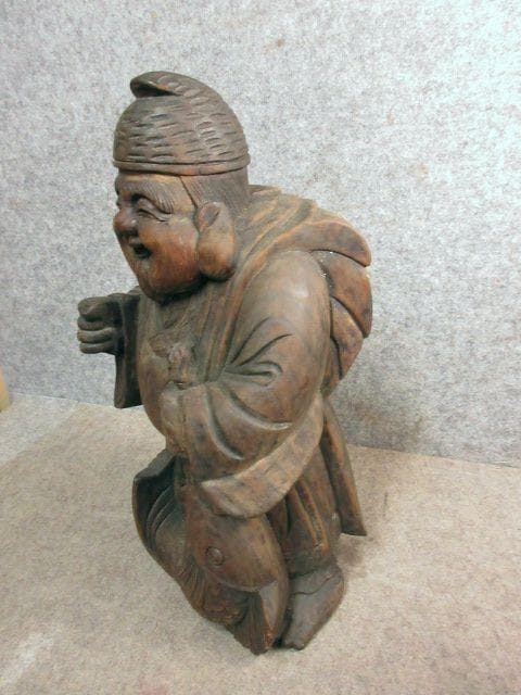 木彫り 恵比寿尊 置物 [B31526]