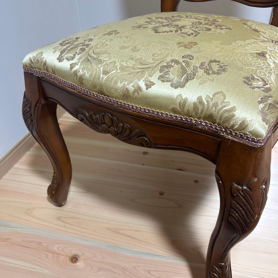 【美品】アンティーク 高級家具　イタリア製 ダイニングチェア　天然木　2脚セット