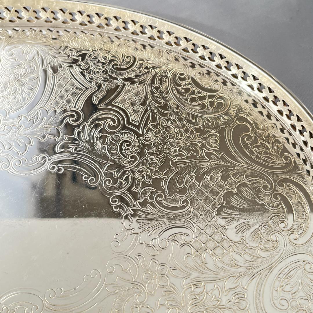 【Barker & Ellis】透かしのギャラリートレー/ドリンクトレー