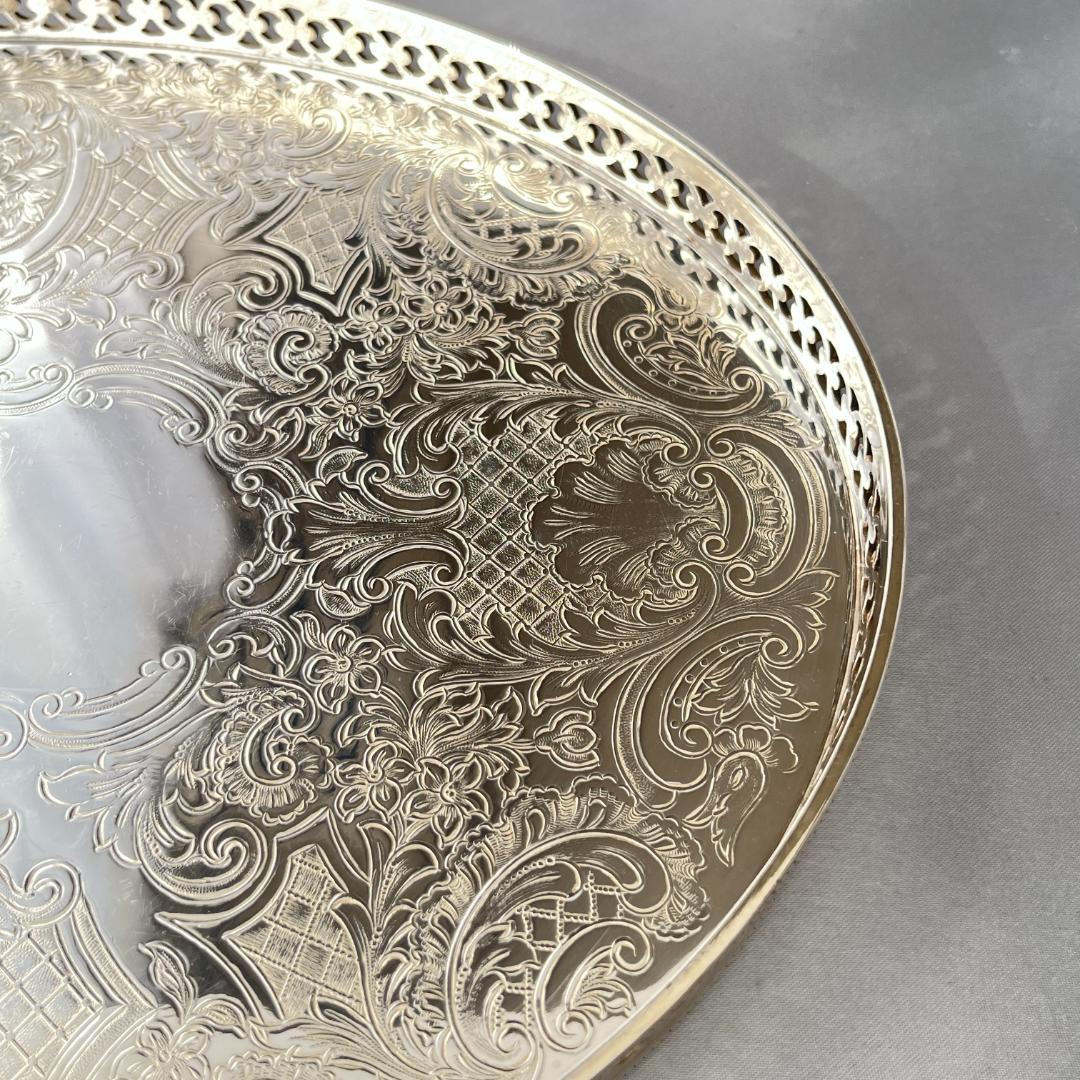 【Barker & Ellis】透かしのギャラリートレー/ドリンクトレー