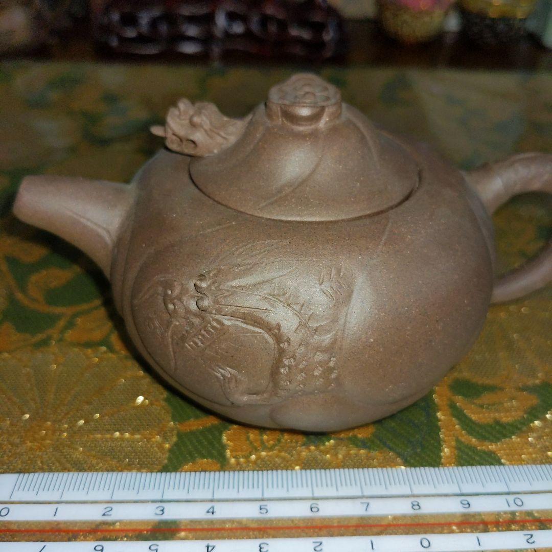 【最終価格】中国　紫砂朱泥　彫刻入　急須水滴