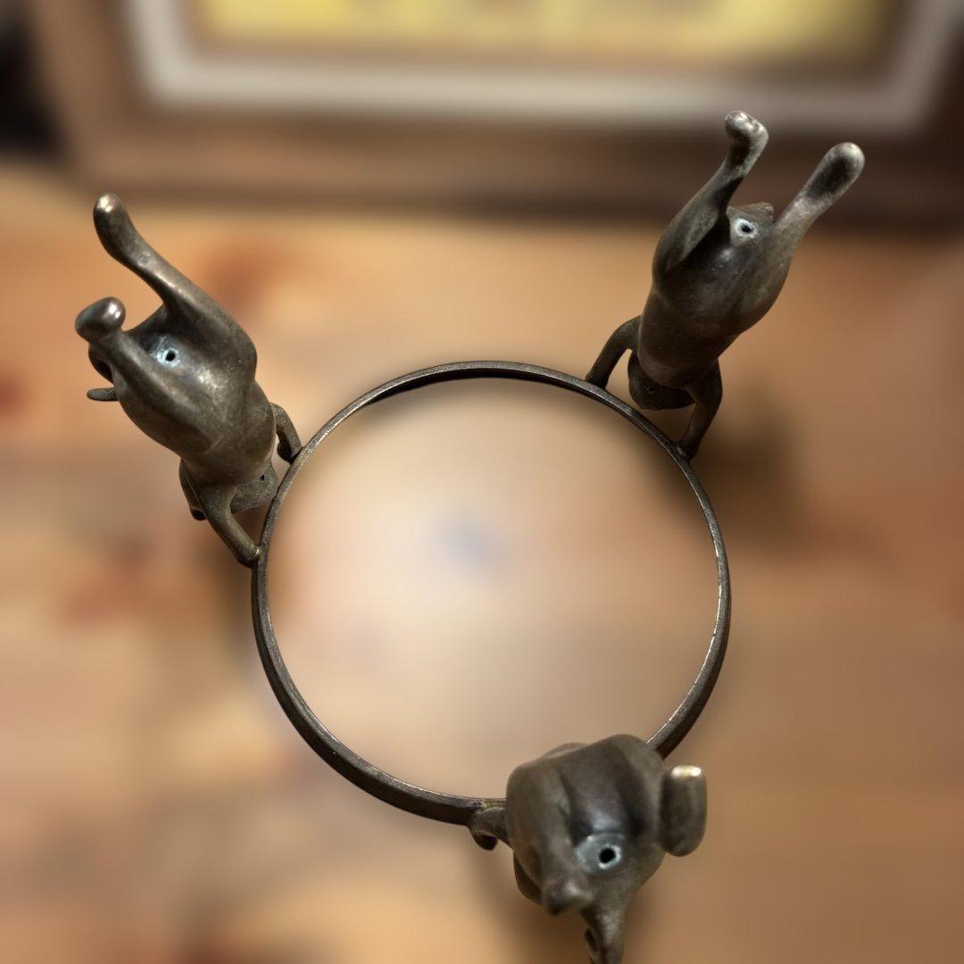 銅製 五徳 三猫 猫 火鉢 囲炉裏 茶道具 鍋置き 蓋置 金属工芸 三匹猫