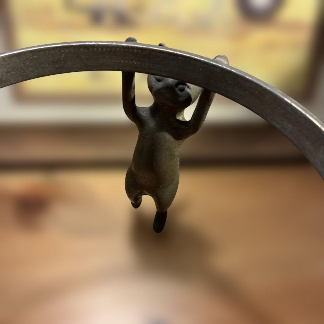 銅製 五徳 三猫 猫 火鉢 囲炉裏 茶道具 鍋置き 蓋置 金属工芸 三匹猫