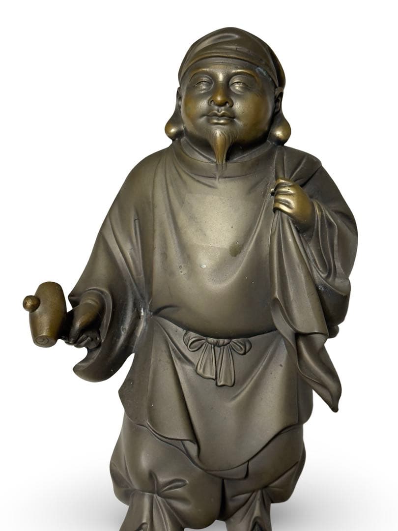 高村光雲作？　ブロンズ立像 笑顔の恵比寿像