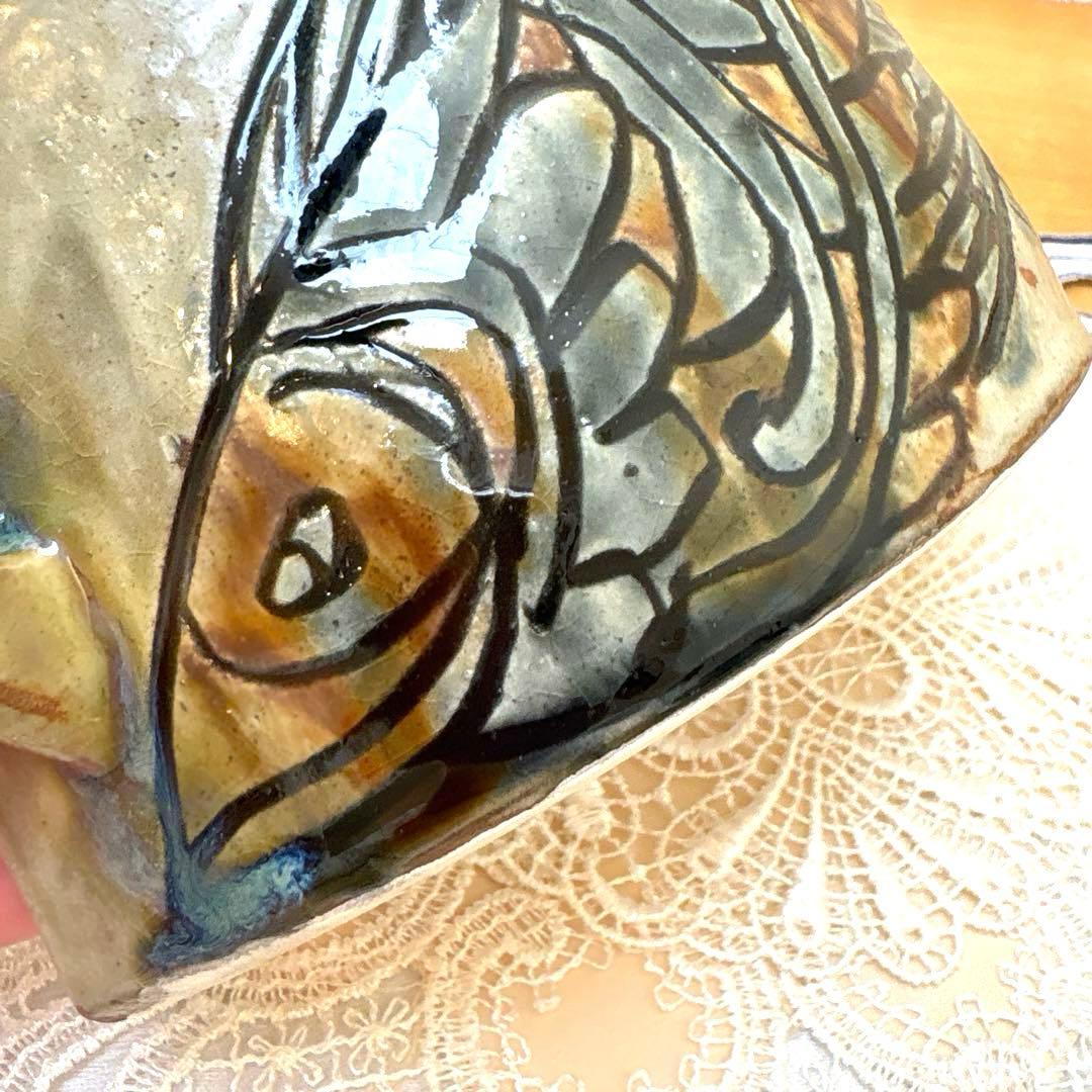 【元箱付き・1989年頃購入】壺屋焼　人間国宝　金城次郎作　魚文抱瓶