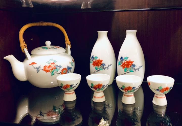 十三代 柿右衛門 錦 草花文 酒器 徳利猪口セット 骨董品