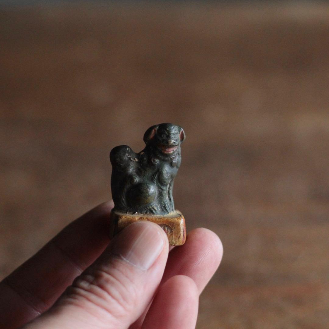 土人形 小さな 獅子 古道具 民芸 アンティーク オブジェ