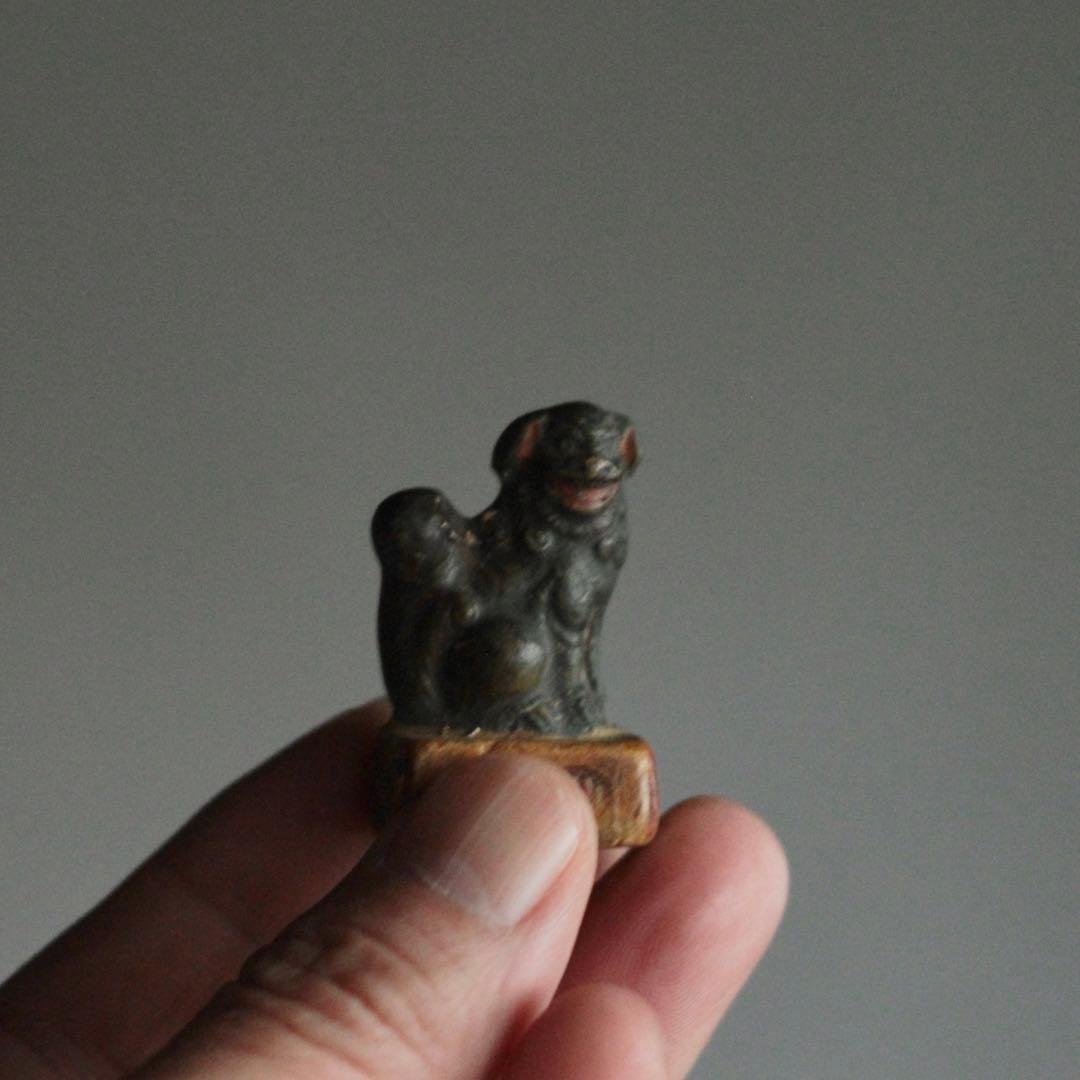 土人形 小さな 獅子 古道具 民芸 アンティーク オブジェ