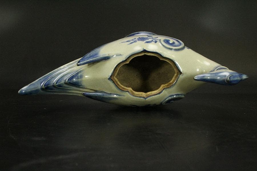 古清水 粟田焼 仁清写 鳳凰 香炉 25cmx11cm(LC639)