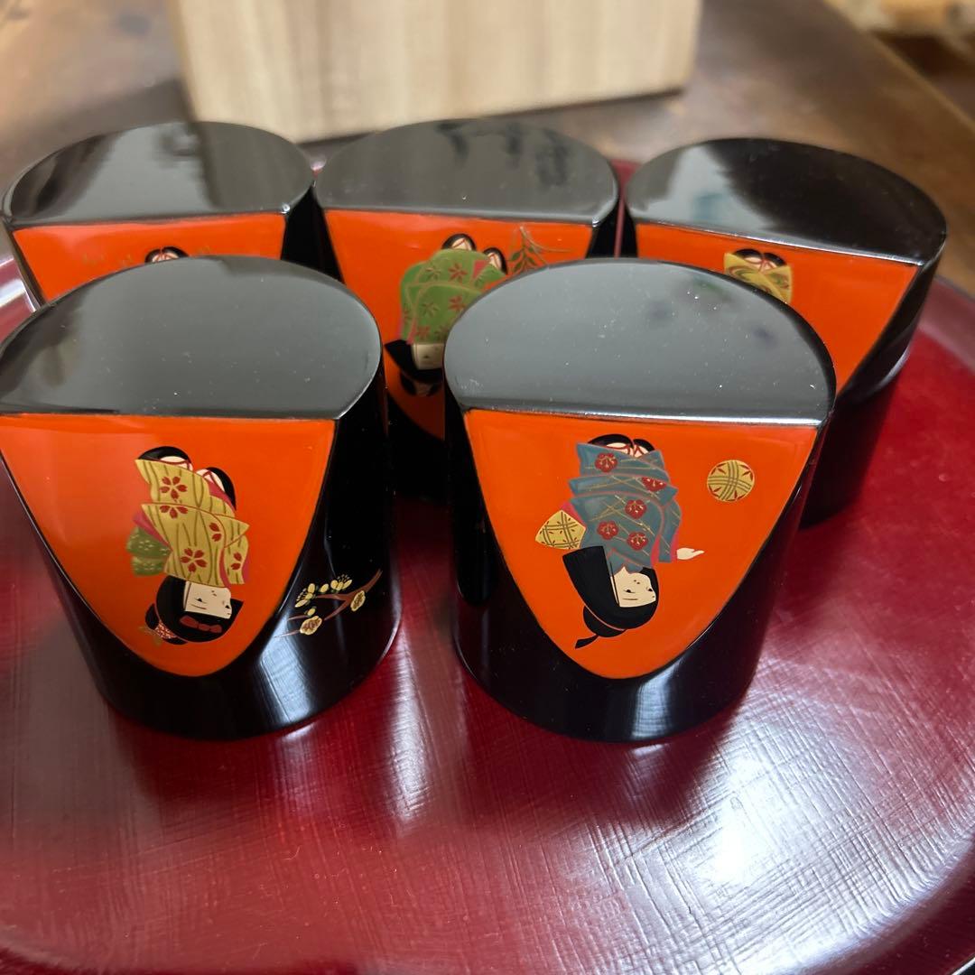 輪島塗　輪島漆器　大雅堂　摂田照彦　ぐい呑　童蒔絵　高級漆器　未使用希少品