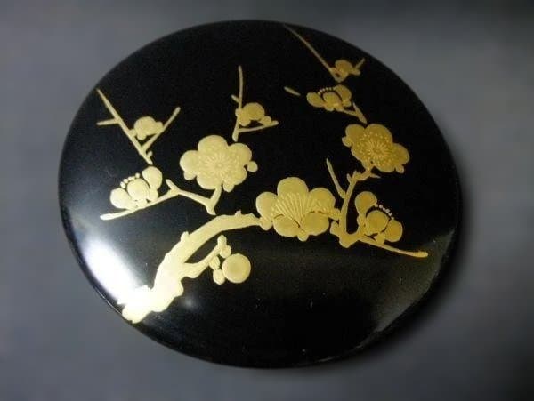 棗 茶入 金蒔絵 梅文 春秋用 別蓋付 本漆器 天然木 茶道具 春秋用 別蓋付