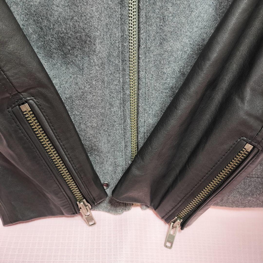 DIESEL シングルライダース ジャケット S　ウール 切替 スタジャン 牛革