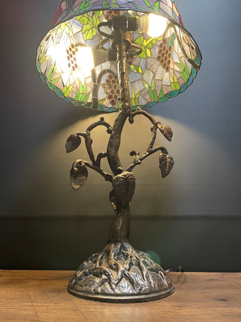 ヴィンテージ　ステンドグラステーブルスタンド　テーブルランプ　葡萄(大)88cm