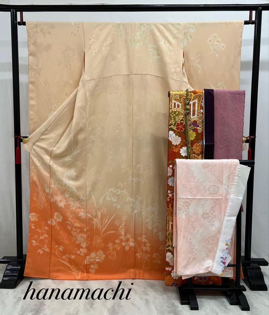 振り袖　フルセット　別誂長襦袢付　無地ぼかし　紋意匠　珍品　成人式　638