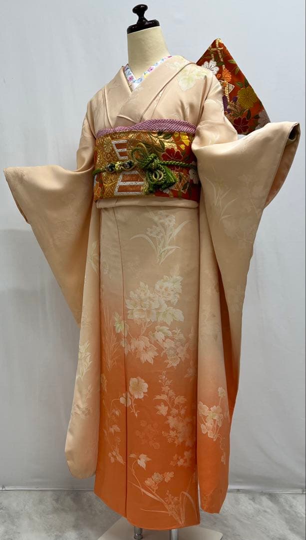 振り袖　フルセット　別誂長襦袢付　無地ぼかし　紋意匠　珍品　成人式　638