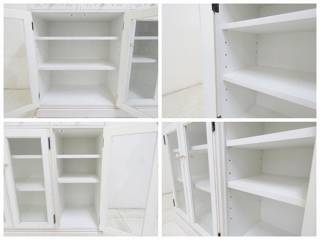 こなまる様 葉山ガーデン サイドボード 花彫刻 特注 白塗装 キャビネット食器棚