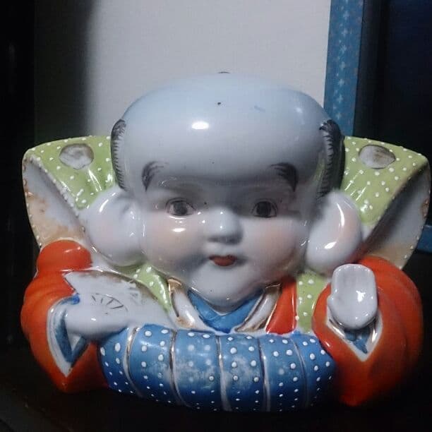 福助人形　福助さん　明治・大正時代　希少　レア　貴重　 極彩色 京都骨董店購入