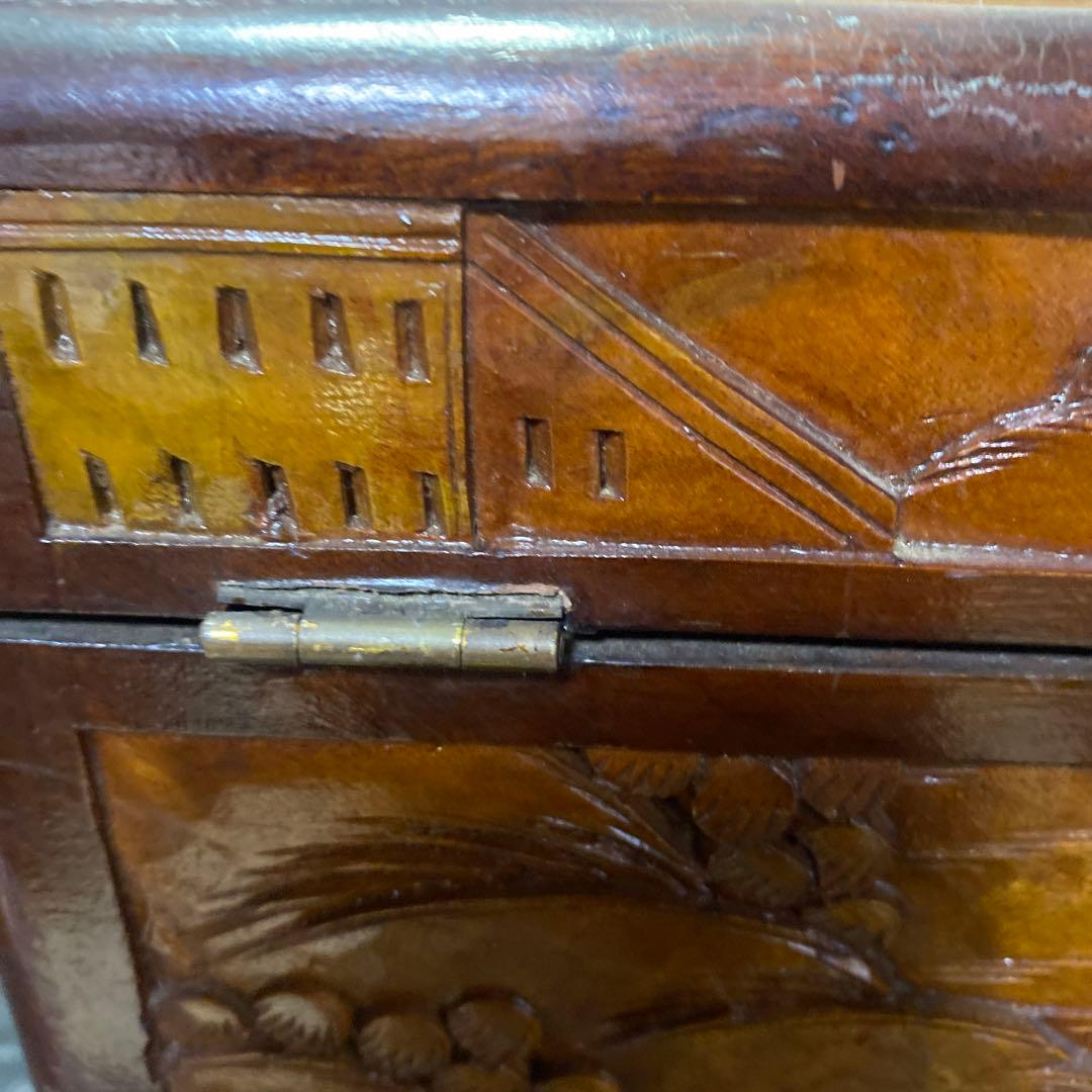 中国古玩　木彫　毛沢東　人生図箱