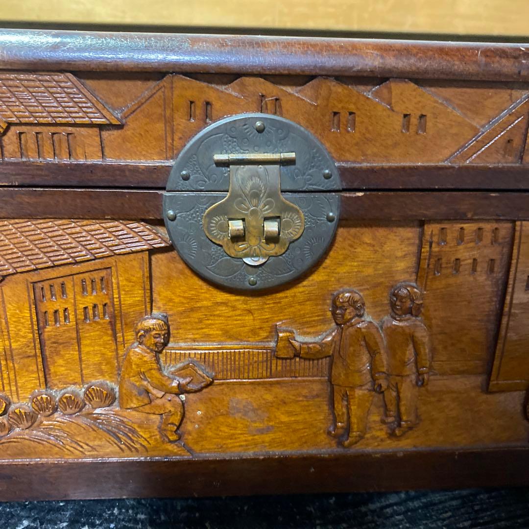 中国古玩　木彫　毛沢東　人生図箱