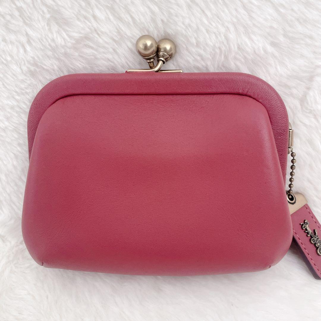 【激カワ】美品 COACH コーチ がま口 ミニ財布 ピンク ケース