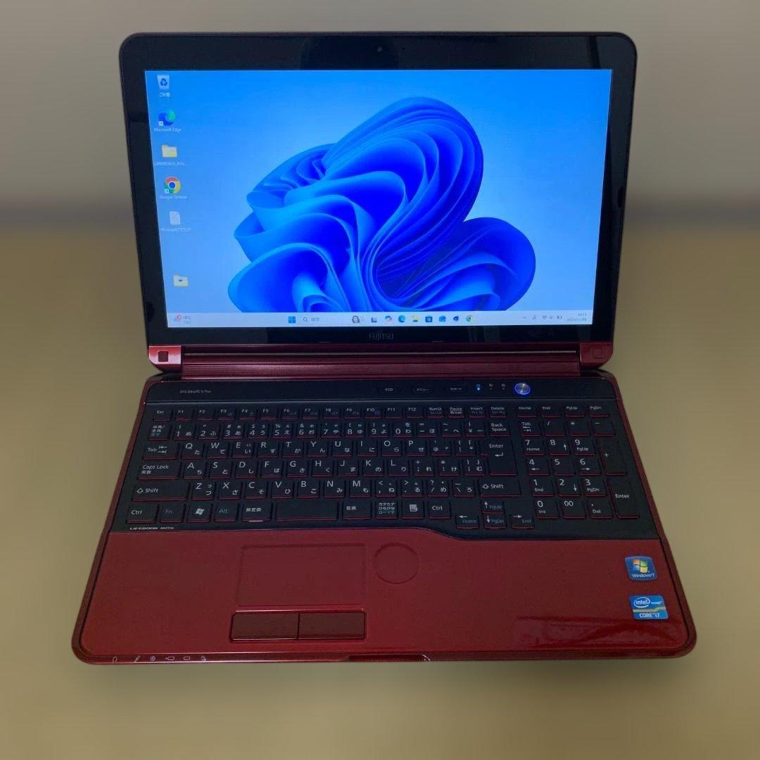 FUJITSU ノートPC　AH77/G　ワインRED 爆速SSD　高速i7