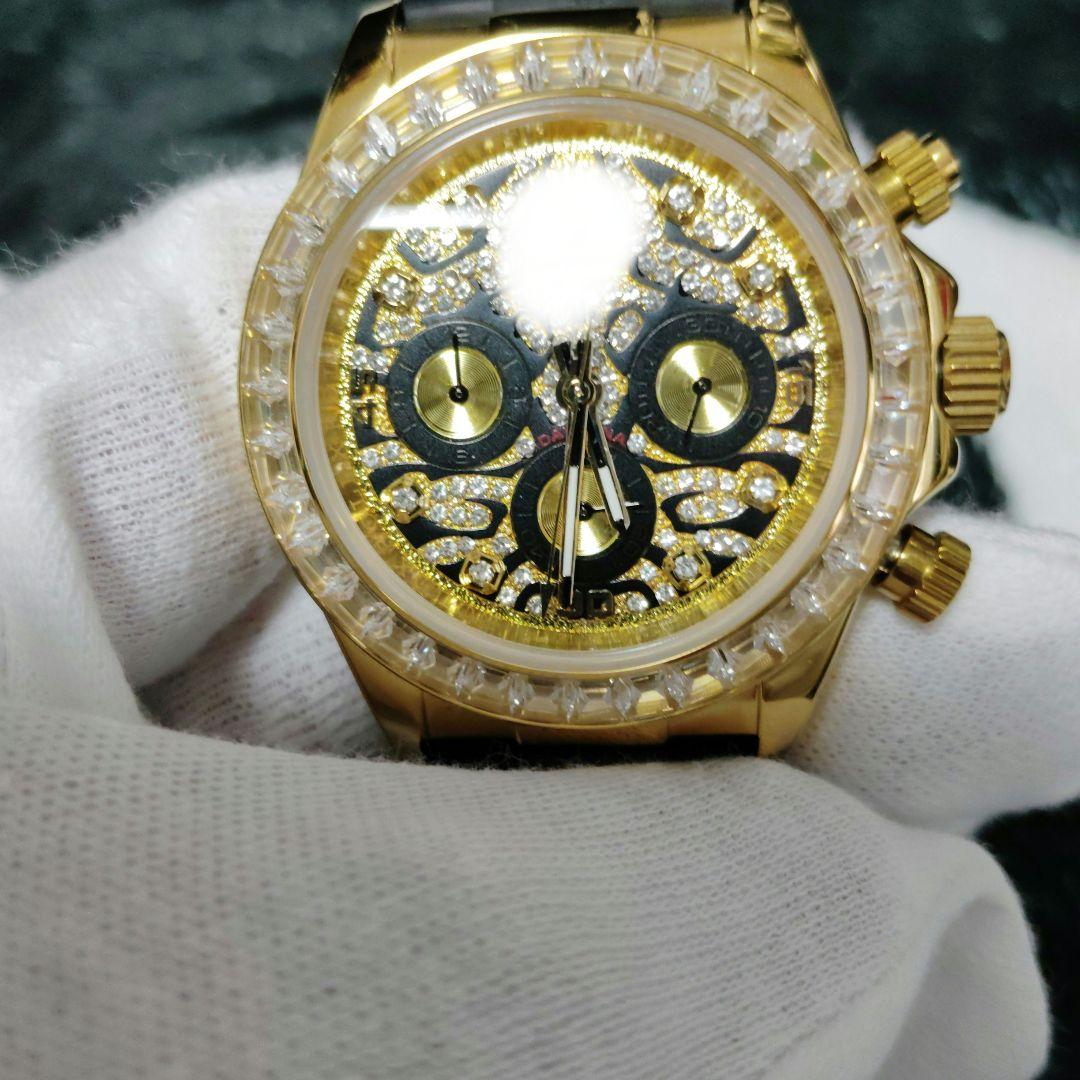 ゴールド クロノグラフ 時計 ラバーベルト