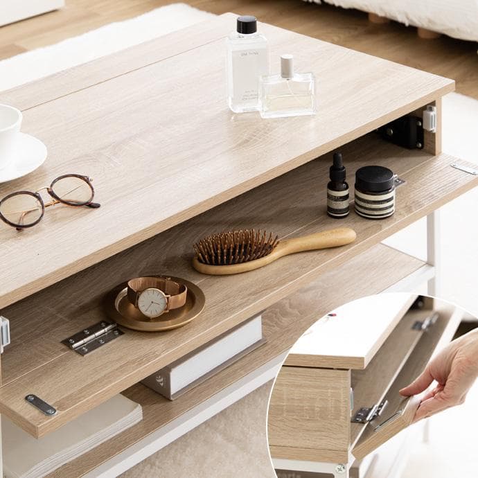 【幅80cm】昇降式テーブル 小さめ 昇降テーブル コンパクト【ブラウン】