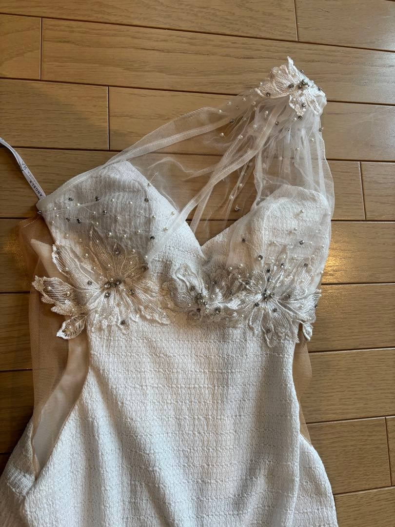 ホワイトレース装飾ドレス ロングドレス キャバドレス ナイトドレス