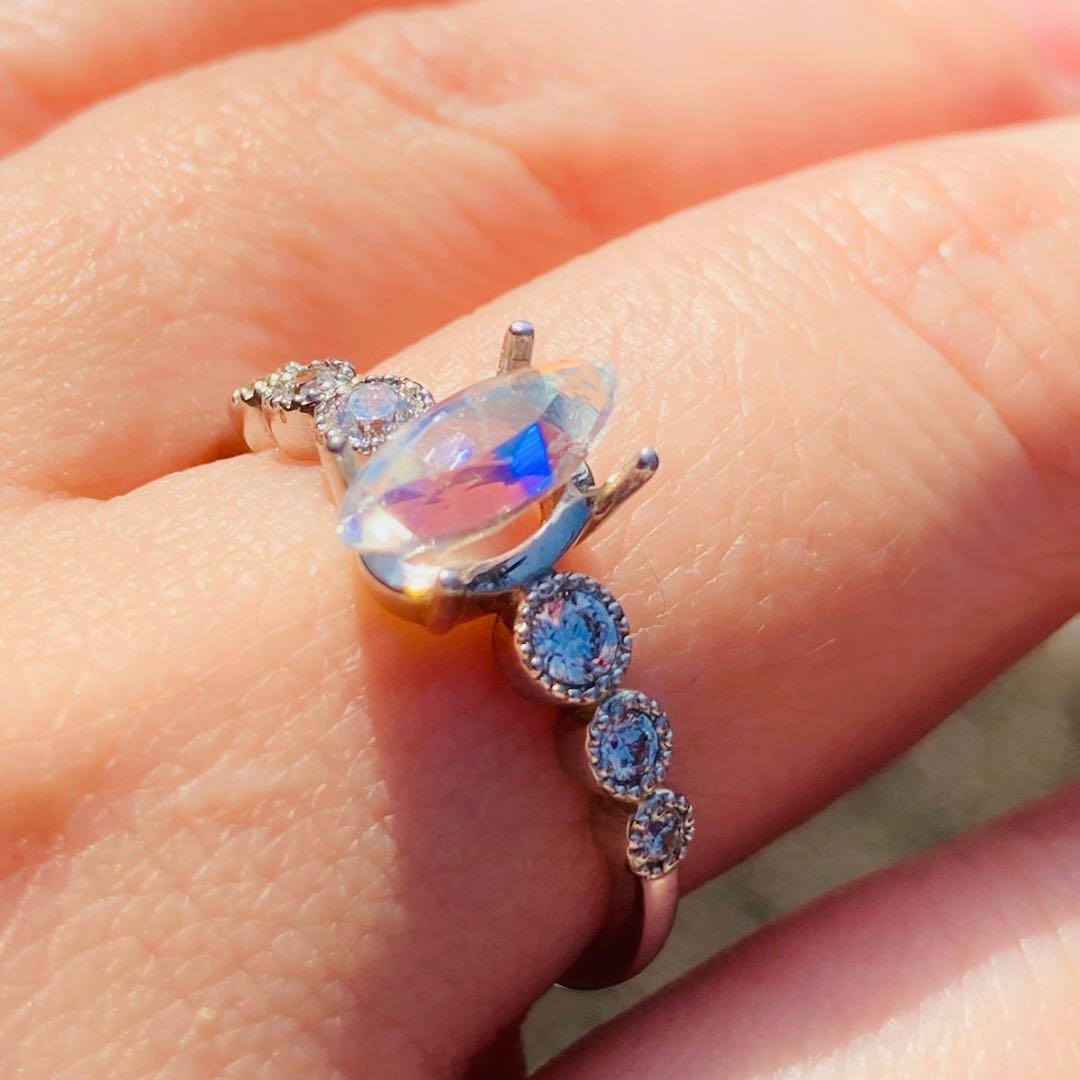 天然石　レインボームーンストーン　天然石リング　ルース　オーダーリング