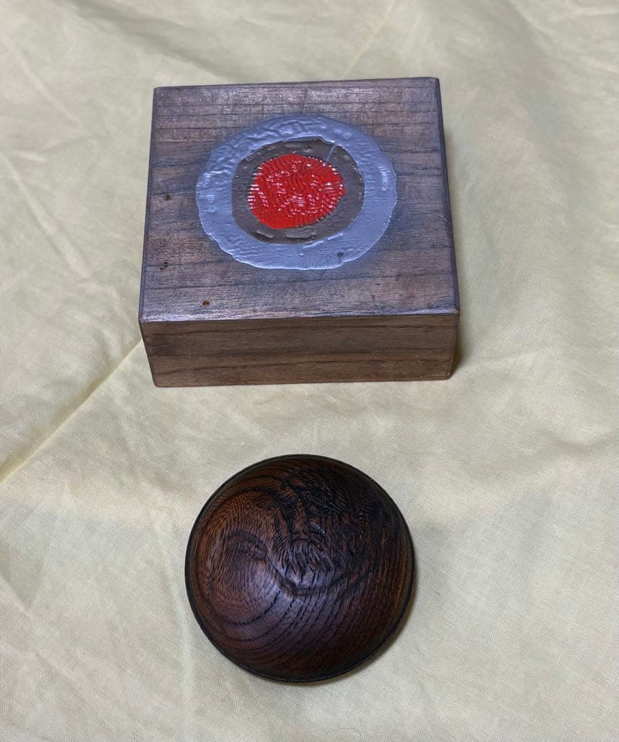 年代物　アンティーク　達磨　だるま　香合　木製　桐箱入り　茶道　香道