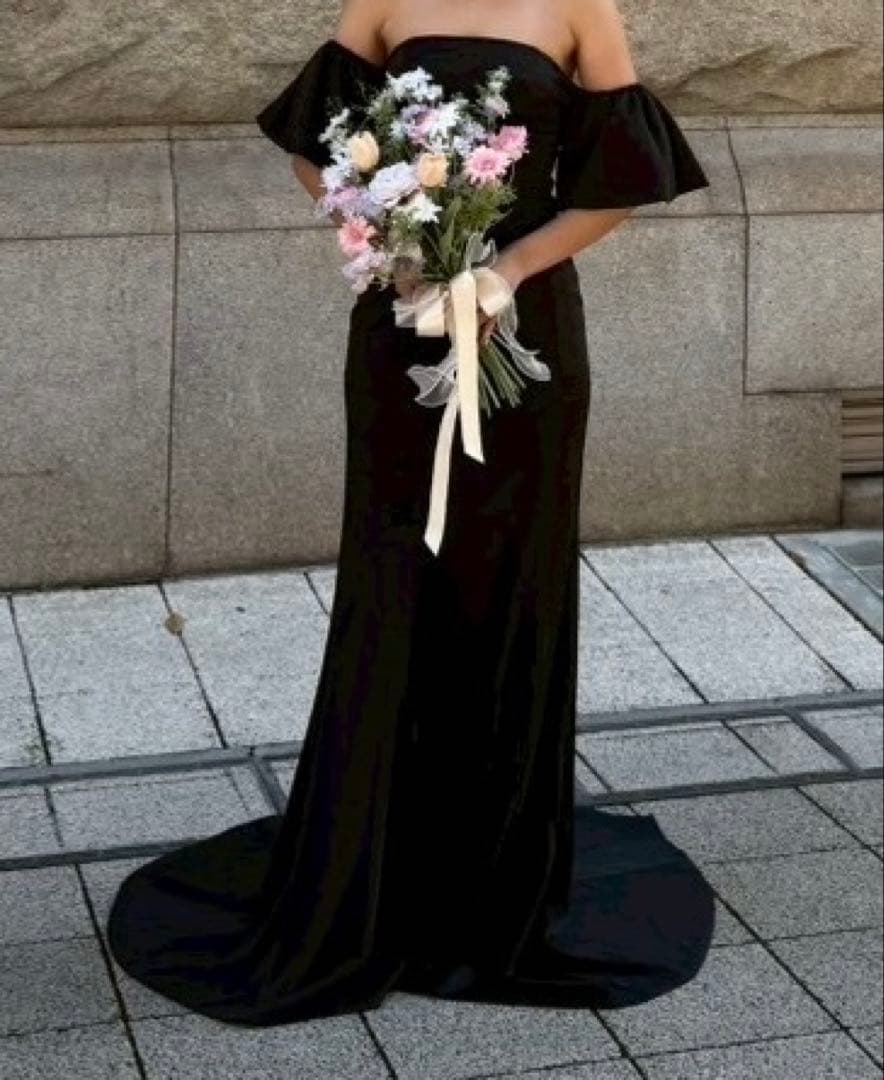 オフショルダー ブラック マーメイドドレス