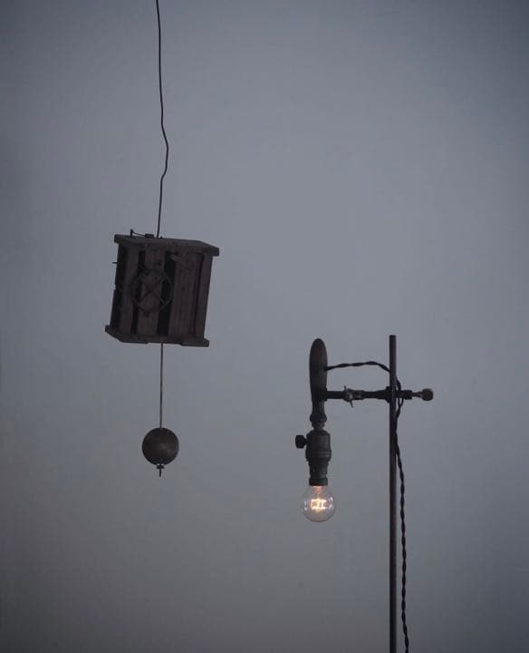 アンティーク　オブジェ　滑車　時計