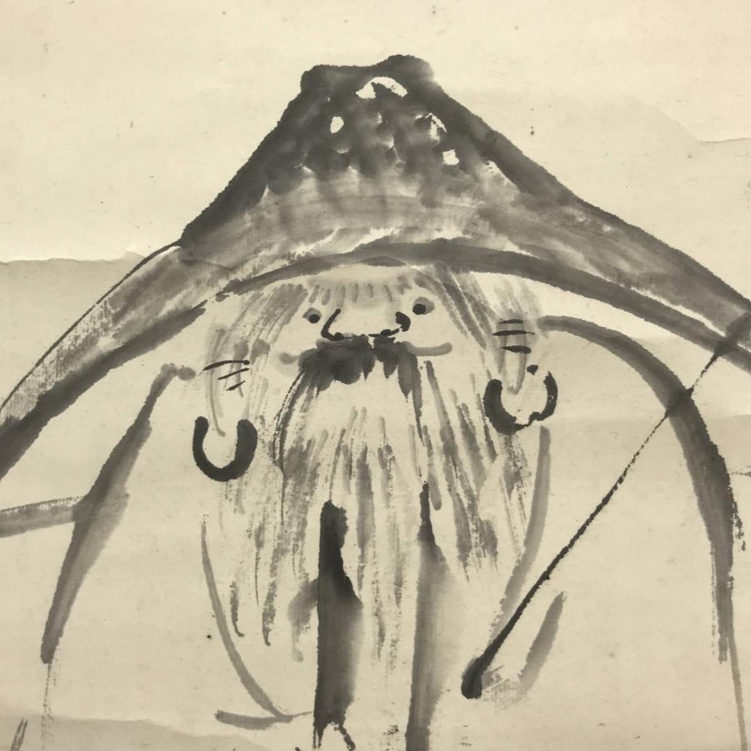 【真作】田能村直入/騎羅漢画賛/騎馬翁/馬人物図/掛軸/名家伝来/AC-180