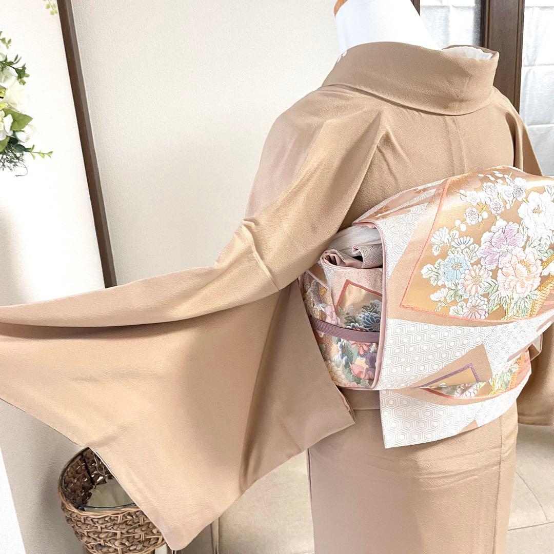 ベージュ 友禅 4点 フルセット 訪問着 入学式 卒業式 入園式 春 秋 冬