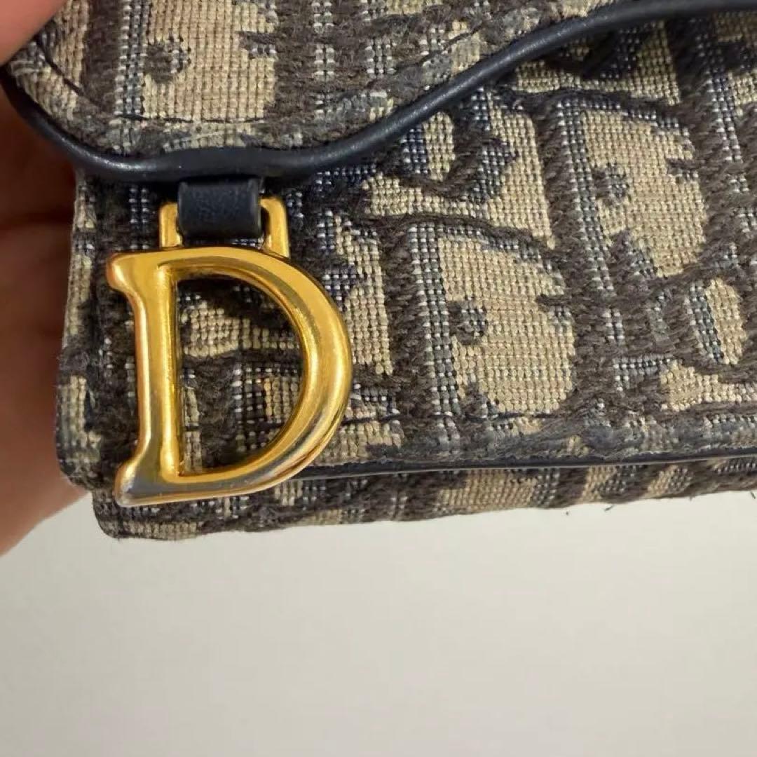 Dior サドル ミニウォレット 三つ折り財布 オブリーク トロッター ネイビー