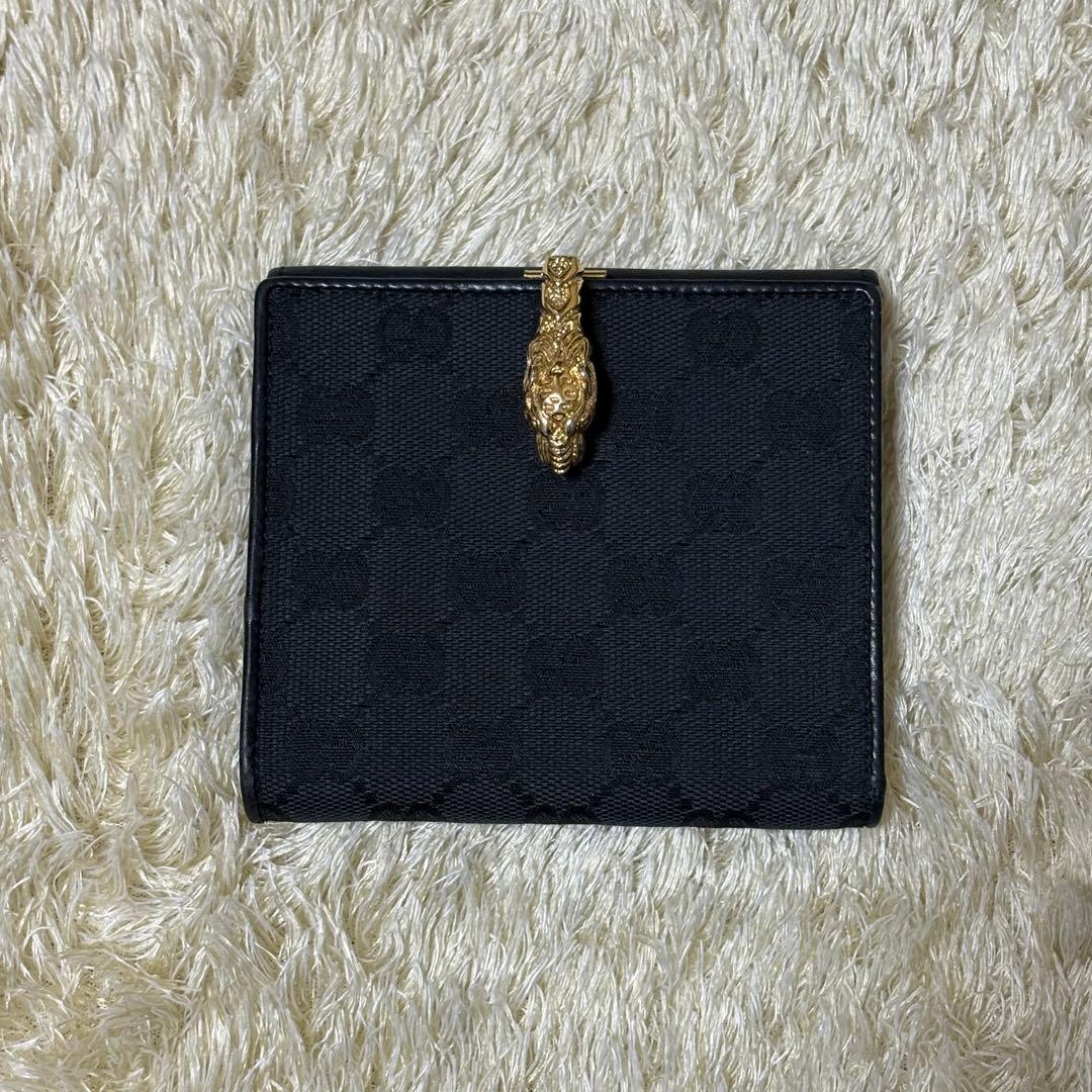 【希少】GUCCI グッチ　折り財布　GG柄　タイガーヘッド　ヴィンテージ