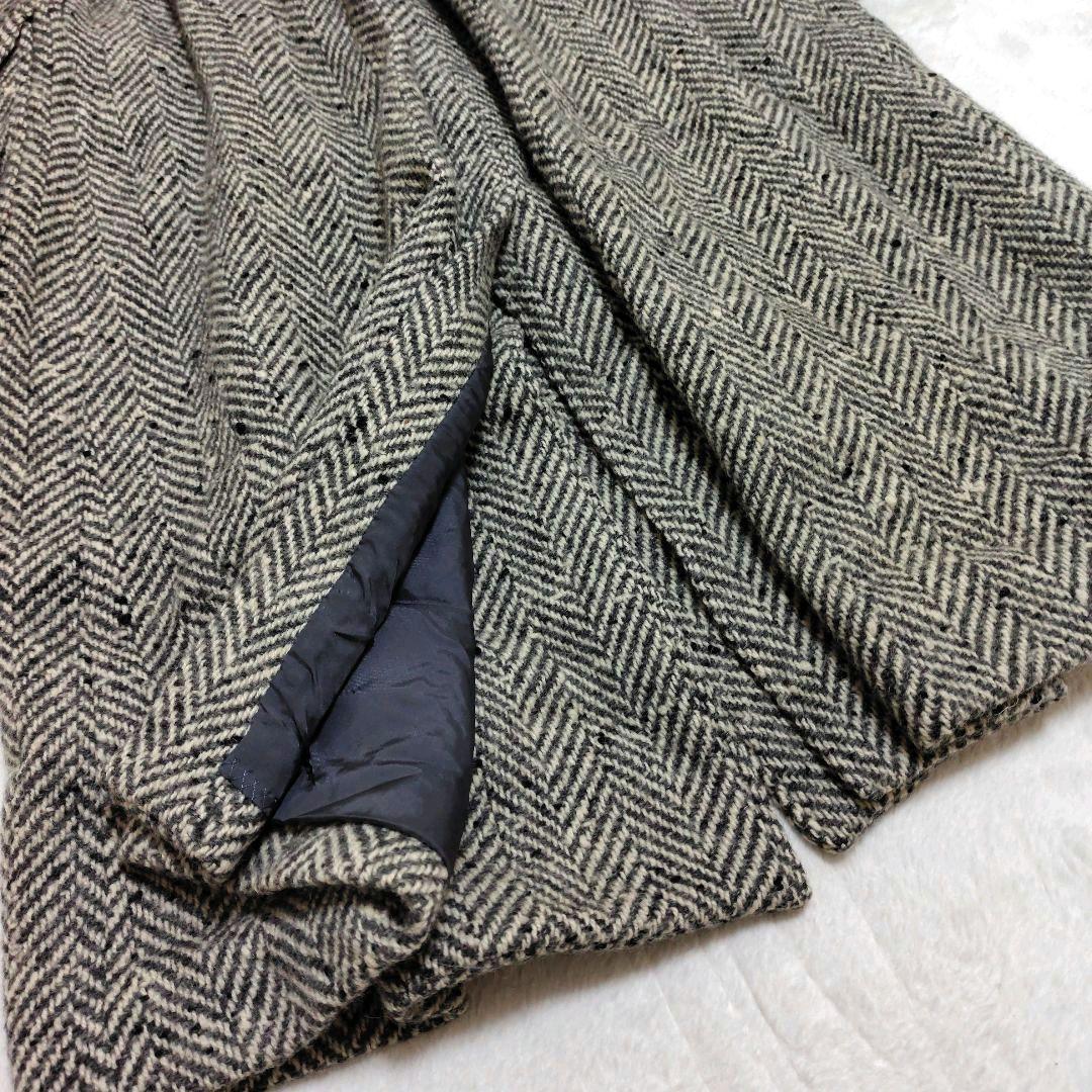 イヴサンローラン ダブルブレストコート ヘリンボーン ツイード ベロア切替