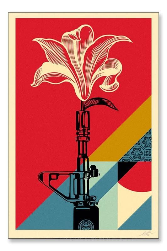 額装済/AR-15 Lily 手書きサイン入り（オベイ）/アートポスター