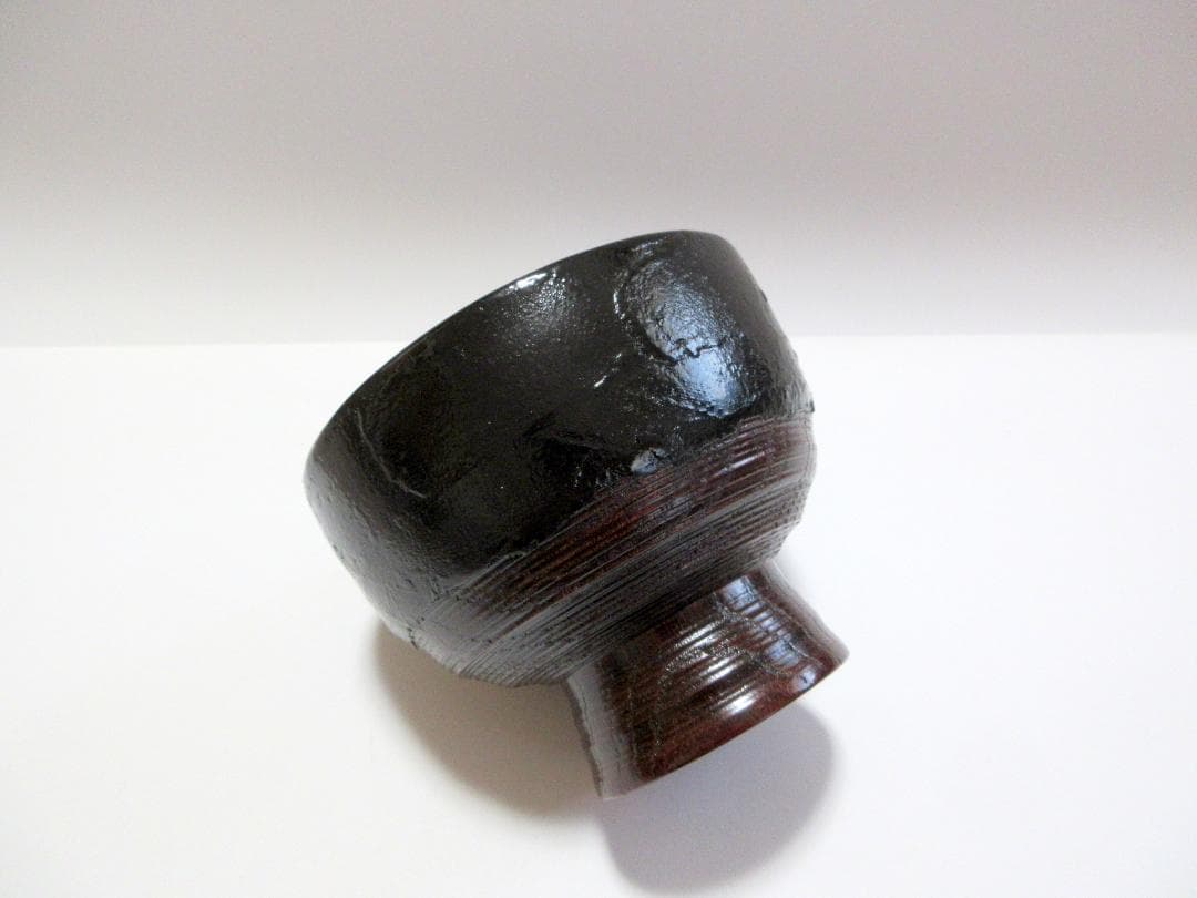 合鹿椀 布着 天然木 削り出し 黒漆 木製漆器 / 輪島塗