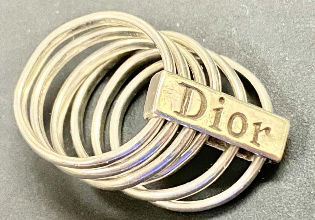 ディオール Dior ロゴ プレート 7連 リング シルバー
