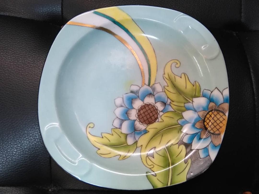 オールドノリタケ　アールデコ　手書き金彩花柄　美しいプレート皿　M-JAPAN印