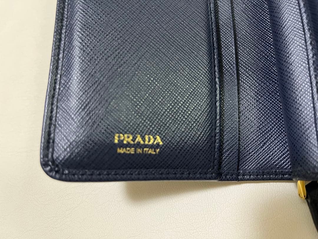 プラダ PRADA サフィアーノ メタル 二つ折り財布 1ML225 ネイビー