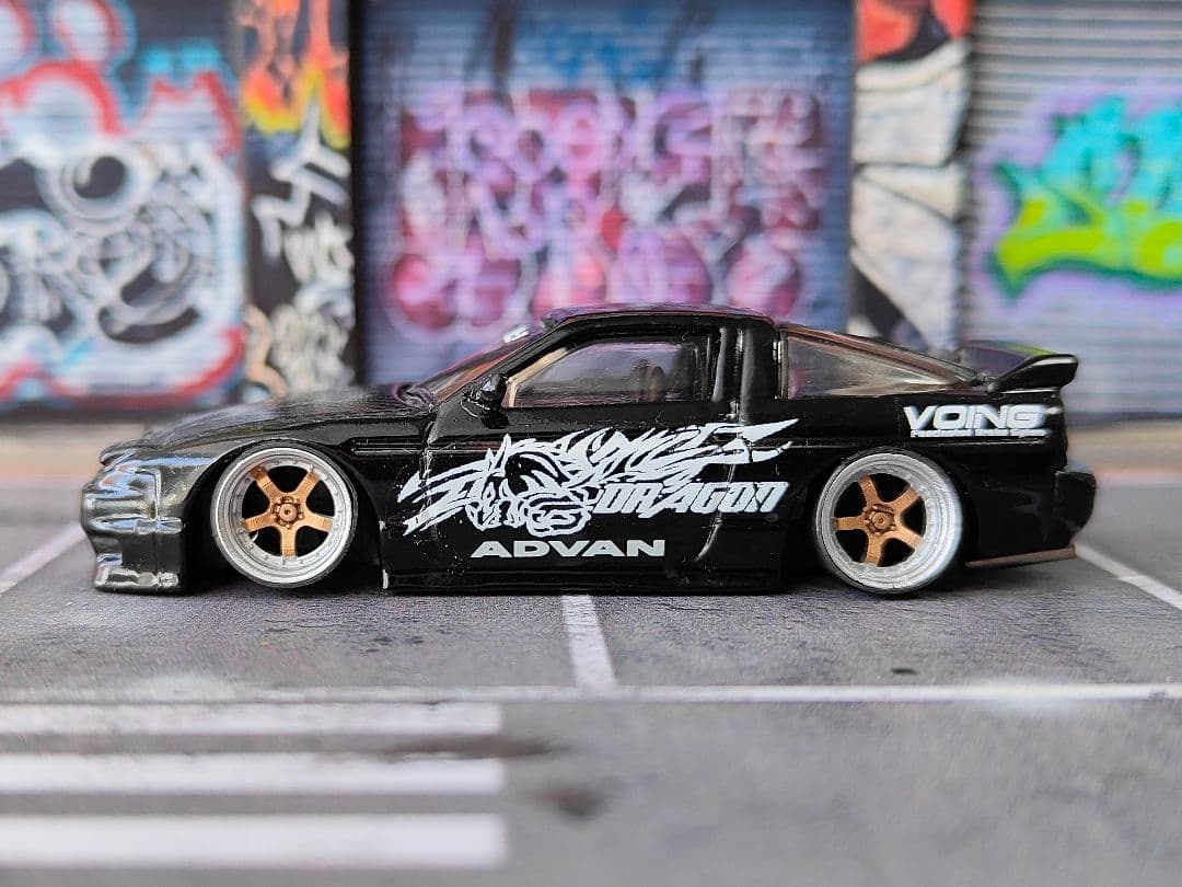 ホットウィールカスタム 日産 シルビア 180sx 全塗装黒☆トミカ改造
