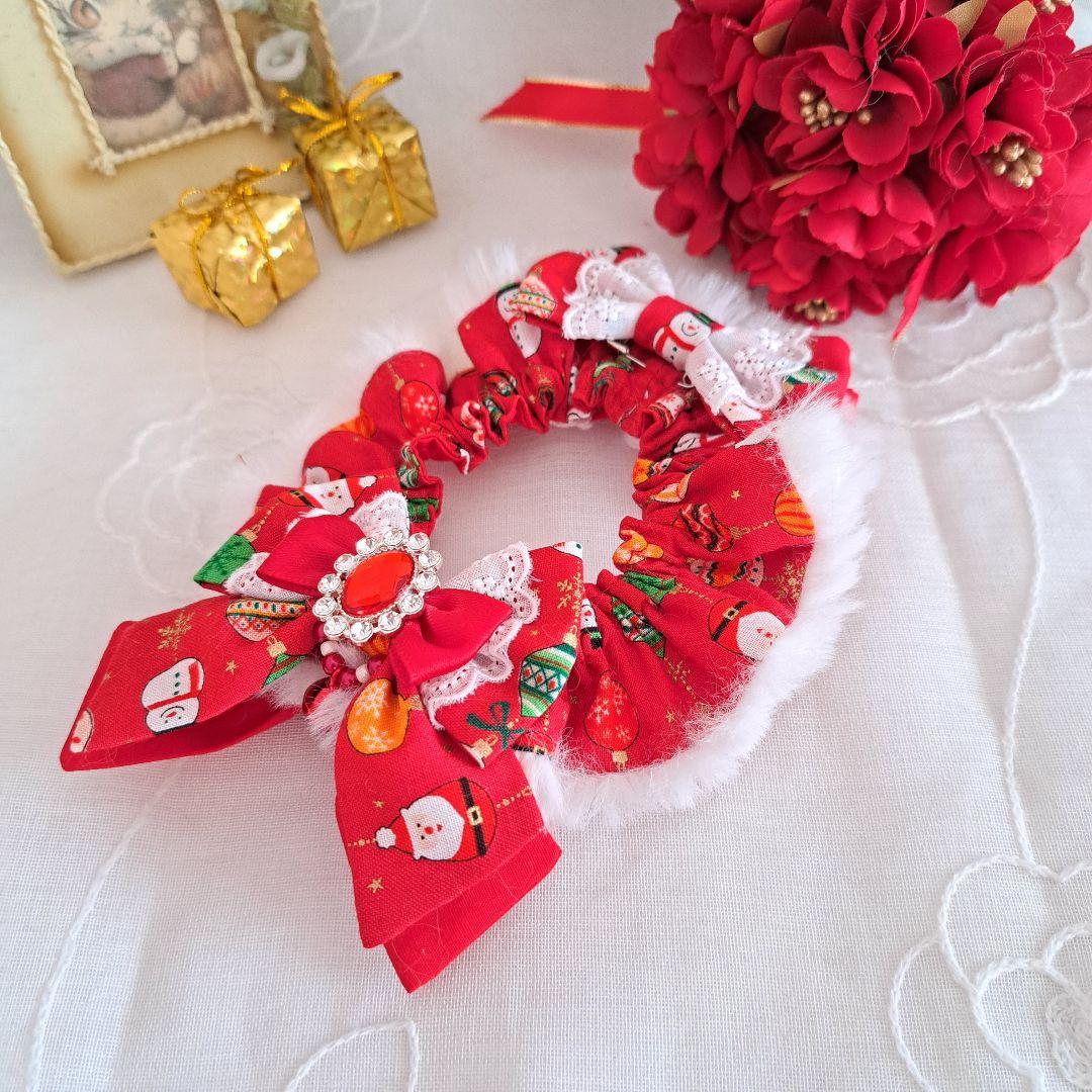 クリスマス短毛ファーシュシュ(オーナメント)わんちゃん猫ちゃん用