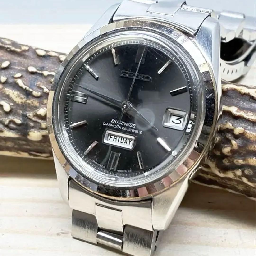 美品希少セイコーマチック1967年オリジナルブラックダイヤル&ステンレスベルト