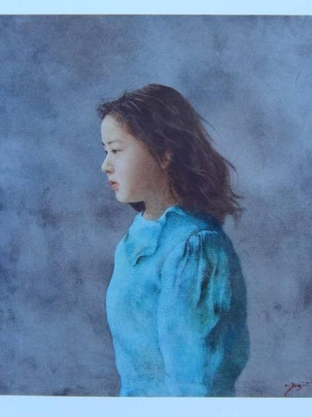 藤井 勉、風の中で、希少画集画、新品高級額装付