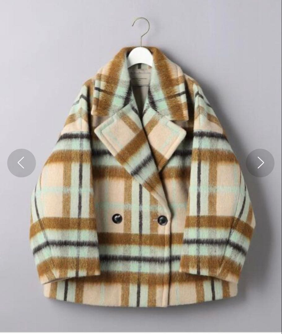 ユナイテッドアローズ　シャギーチェックショートコート