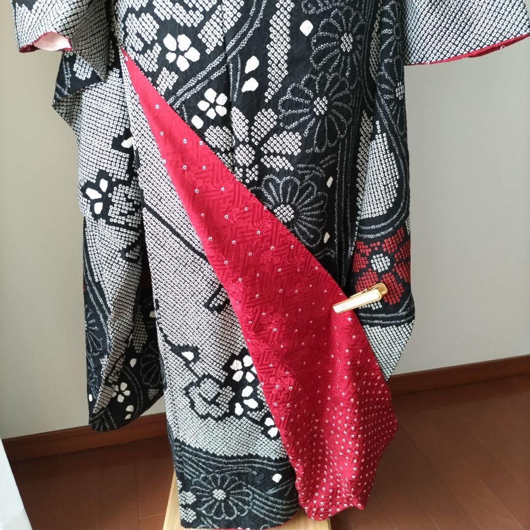 ☆199様　329.黒の総絞り　振袖7点セット　正絹　フルセット　成人式