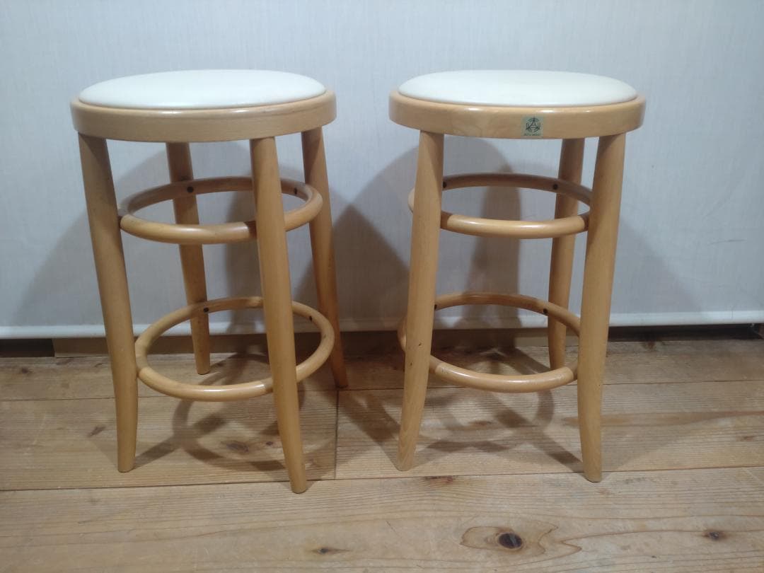 秋田木工　曲木スツール　ブナ材　カウンターチェア　高さ51㎝　2脚セット